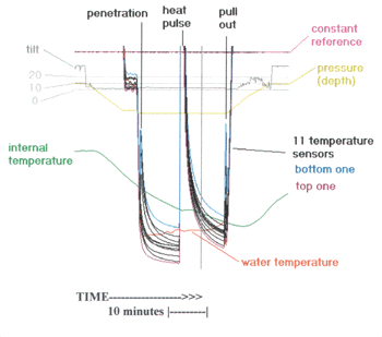 Figure 1. Annotated example of screen print of 16-sensor output.